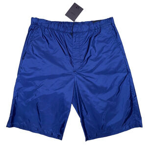 Prada Re-Nylon Blue Nylon Triangle Pocket Logo Classic Bermuda Shorts M Medium